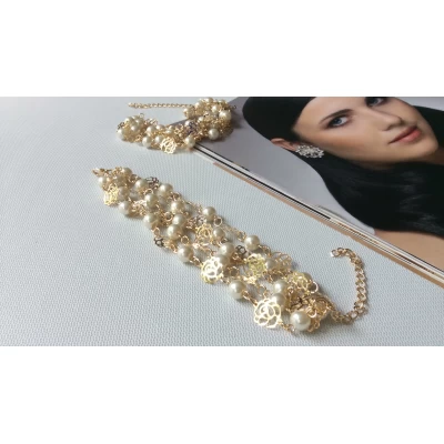 Браслет жемчужный, 18+7 см, пять рядов