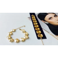 Браслет кристалл, кремовый, 18+7 см