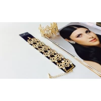 Браслет стразы, ширина 3,5 см