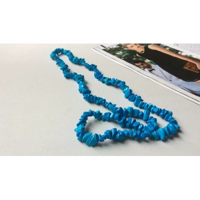 Бусы сечка, бирюза, длина 80 см Бусы сечка, бирюза, длина 80 см