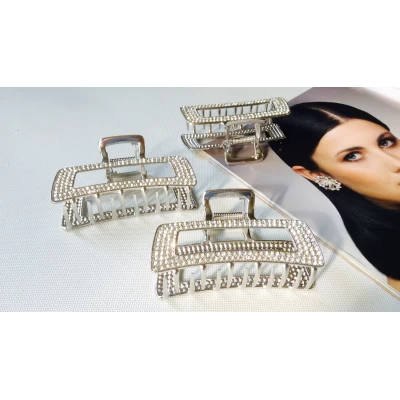 Краб металл, стразы, 9 см, серебро