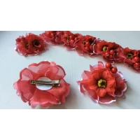 Заколка утка, маки, диам 8 см