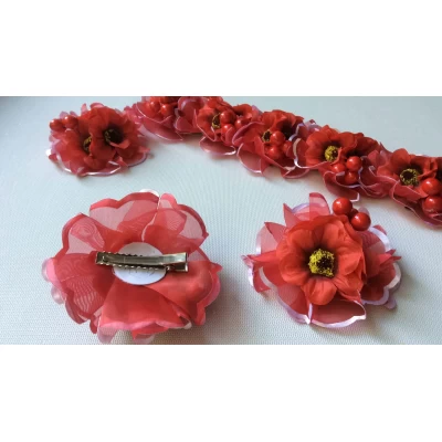 Заколка утка, маки, диам 8 см