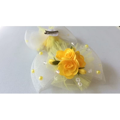 Заколка утка, цветы, длина 15 см