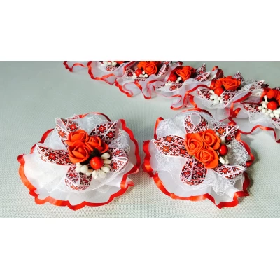 Бантик на резинке, вышиванка, диам 10 см