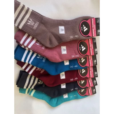 Носки ADIDAS ликра хлопок 36-40 махра женская !!! Цвет : яркое ассорти . Производство Турция