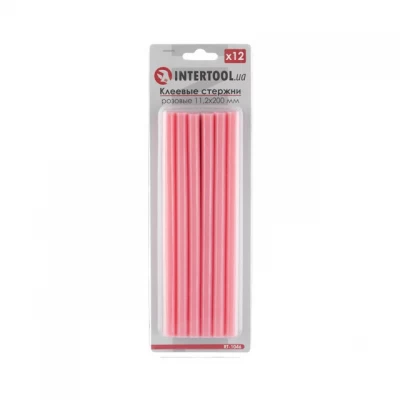 Комплект розовых клеевых стержней 11.2мм*200мм, 12шт. INTERTOOL RT-1046 Комплект розовых клеевых стержней 11.2мм*200мм, 12шт. INTERTOOL RT-1046