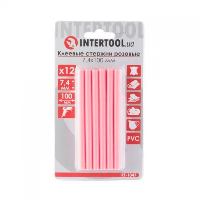 Комплект розовых клеевых стержней 7.4мм*100мм, 12шт. INTERTOOL RT-1047 Комплект розовых клеевых стержней 7.4мм*100мм, 12шт. INTERTOOL RT-1047