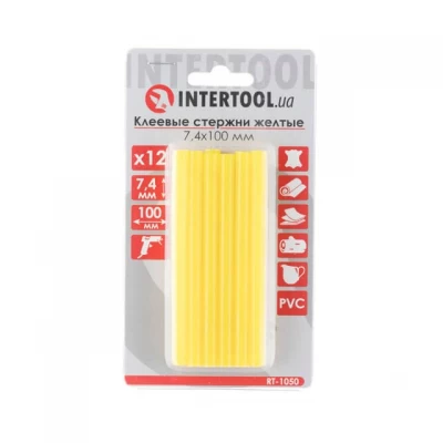 Комплект желтых клеевых стержней 7.4мм*100мм, 12шт. INTERTOOL RT-1050 Комплект желтых клеевых стержней 7.4мм*100мм, 12шт. INTERTOOL RT-1050