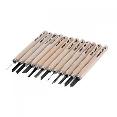 Набор резцов по дереву 12шт INTERTOOL HT-3504 Набор резцов по дереву 12шт INTERTOOL HT-3504