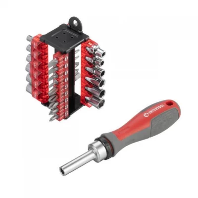 Отвертка с храповым механизмом и комплектом насадок 31 ед INTERTOOL VT-3374 Отвертка с храповым механизмом и комплектом насадок 31 ед INTERTOOL VT-3374