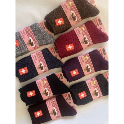 Носки КОРОНА верблюжа шерсть с махрой 37-41 . Цвет : ассорти