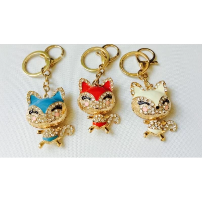 Брелок карабин, лисичка, страза