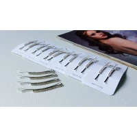 Заколка невидимка, серебро, страза, 6 см