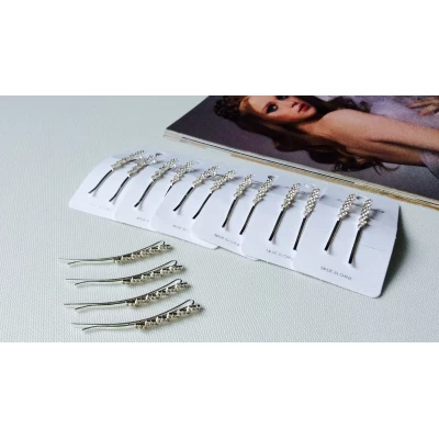 Заколка невидимка, металл,  страза, 6 см