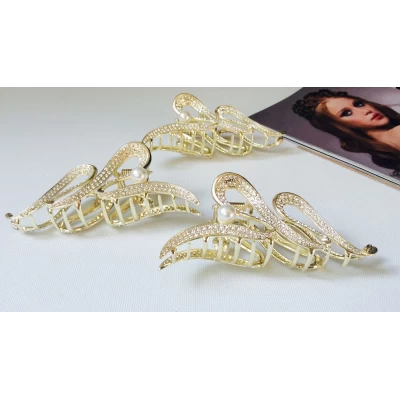 Краб металл, золото, страза, 11 см