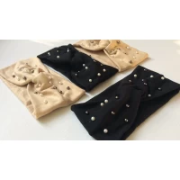 Повязка трикотаж, с жемчугом, ширина 10 см