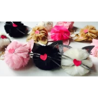 Брелок мех, ушки кошки,  диам 7 см