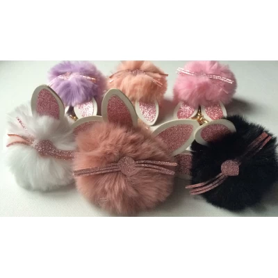 Брелок мех, ушки зайца, диам 7 см