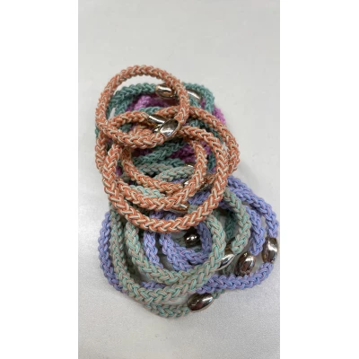 Резинка жгут плотный с бочонком внутри серебряная нить 5,5 см 