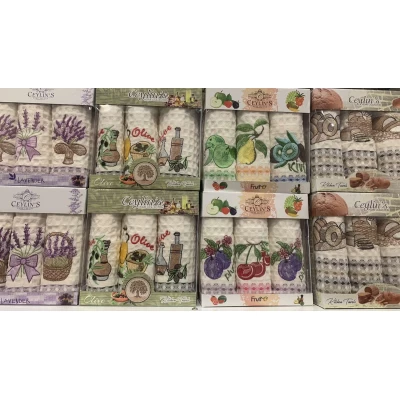 Набор подарочный 3 вафельных полотенца 35х50см