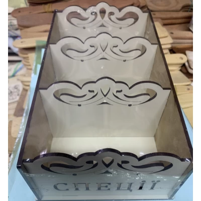 Подставка для специй деревянная на 3 деления