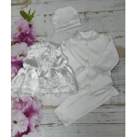 Костюм крестильный интерлок на девочку Сарафан атлас Разм 20-22-24