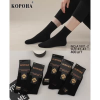 Носки Корона ликра средние хлопчатобумажные 41-47 бесшовные. Цвет: черные