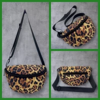 Сумка-бананка стеганная Леопард, 1 Отдел, 2 кармана, размер 25*16*10см	