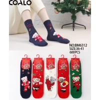 Носки COALO ликра хлопок женские 36-41 мишки Новый год !Цвет : ассорти