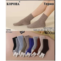 Носки КОРОНА шерсть детские термо из меха норки. Размеры: 21-25; 26-30; 31-35. Цвет: ассорти