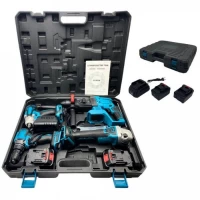Набор аккумуляторных инструментов 4 в 1 в кейсе Болгарка + Шуруповерт +Гайковерт+перфоратор DOMOTEC
