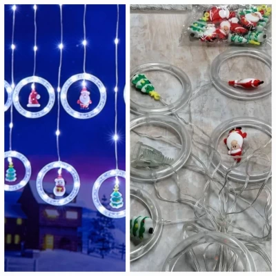 Гирлянда бахрома кольца с фигурами (10шт, 3м белая)