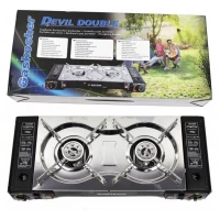 Плита газовая на 2 конфорки( под обычные баллончики, переходники на больший газовый баллон, В×Ш×Г -7×63×26см)