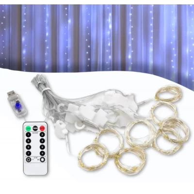 Гирлянда штора роса от usb+ пульт+ адаптер питания( белая) 3×3м