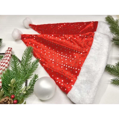 Шапка деда Мороза, с блестками