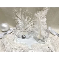 Повязка карнавальная, с пером, белая