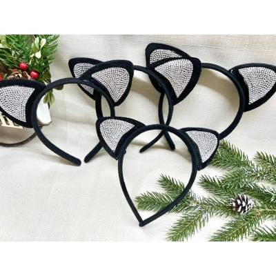 Обруч ушки кошки, стразы