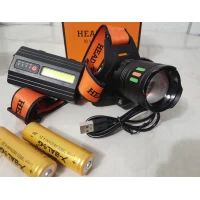 Фонарь налобный Т-203 на 2 аккумулятора, один режим включения с индикатором заряда