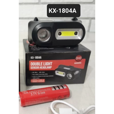 Фонарь налобный с сменным аккумулятором КХ-1804А(с датчиком движения на включение) Фонарь налобный с сменным аккумулятором КХ-1804А(с датчиком движения на включение)