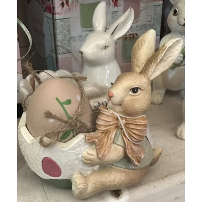 Декоративная статуэтка с подставкой для яйца  Пасхальный кролик(9*9*9,5см)