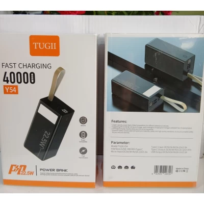Павербанк Y-54 40000mAh (22,5W быстрый заряд, встроенный фонарик)