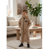 Детский костюм крем/черный 2206 (флис) размеры 26-32