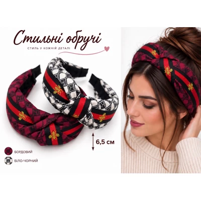 Брендовый обруч 5 см в стиле Gucci, с фирменной лентой