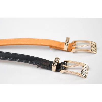 Ремень женский с узорной металлической пряжкой, узоры в ассортимент, искусственная кожа, ширина ремня 1,5 см