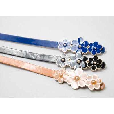 Ремень женский, лакированный, с металлической пряжкой в виде цветов, искусственная кожа, Китай