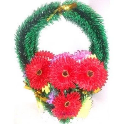 РИТУАЛЬНЫЙ ВЕНОК "КАПЛЯ" ГЕРБЕРА 13СМ (0512-1)