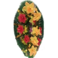 РИТУАЛЬНЫЙ ВЕНОК "КАПЛЯ БОЛЬШАЯ" НАРЦИССЫ МИКС