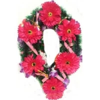 РИТУАЛЬНЫЙ ВЕНОК "КАПЛЯ БОЛЬШАЯ" ЦВЕТКИ АССОРТИ