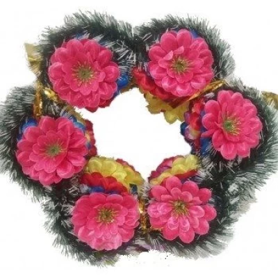 РИТУАЛЬНЫЙ ВЕНОК "СОЛНЦЕ" ДАЛИЯ С ЗОЛОТОЙ СЕРЕДИНКОЙ (0134-10)